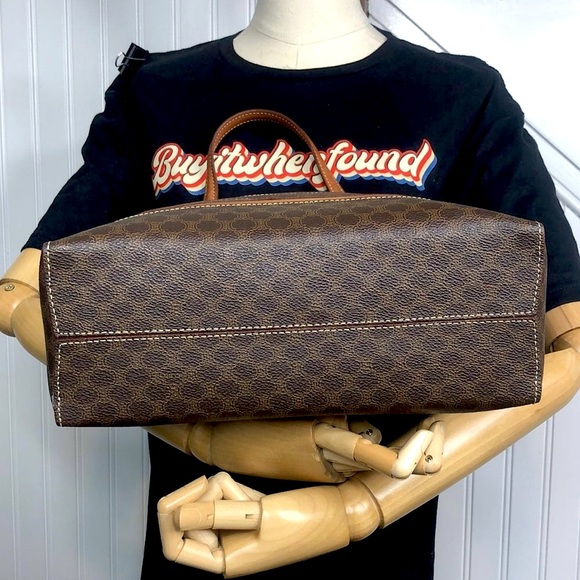 CELINE Macadam Blason Triumph Brown Carry-On Orange Leather Stripes Authentic - Picture 11 of 17